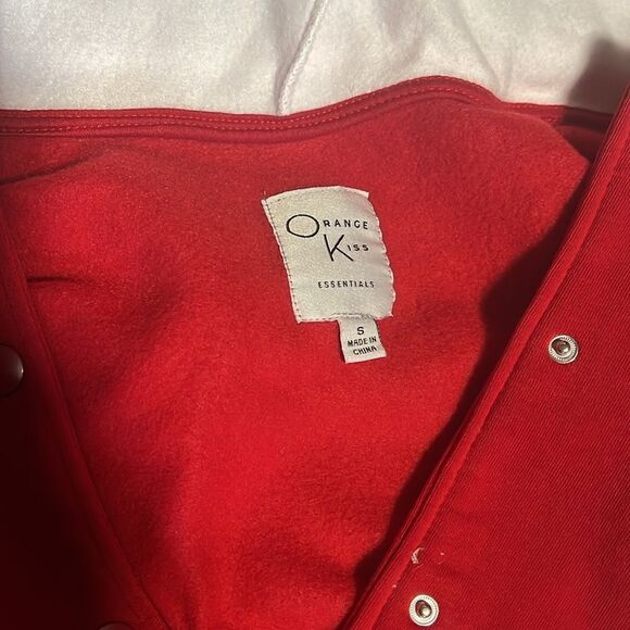 ORANGE KISS.. button-down sweatshirt with hood - warm sz S —————-essentials - Picture 6 of 6